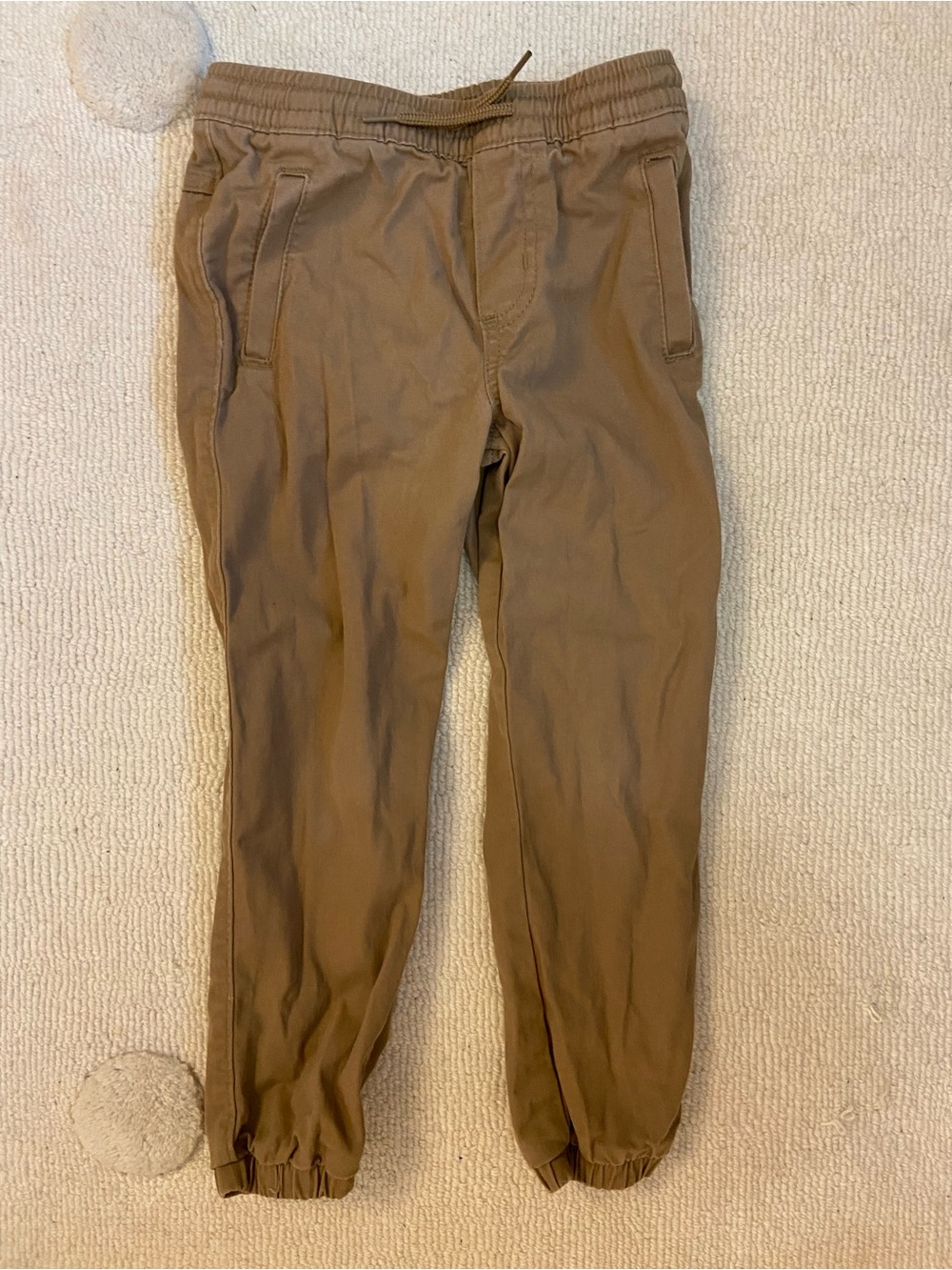 Kids Casual Drawstring Jogger Pants - Brown